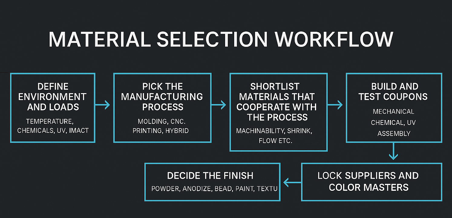 Material selection flowchart visual